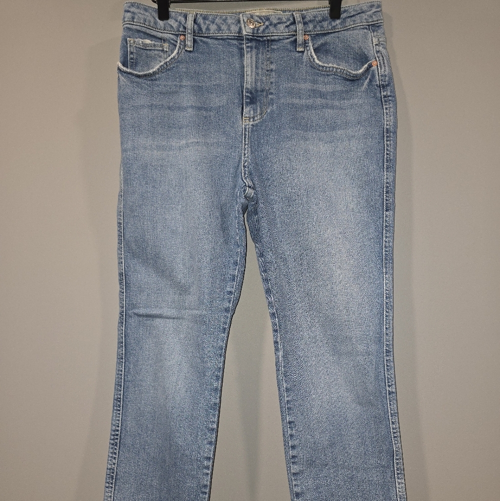 Free People We The Free Straight Leg Jeans Distressed Ankle 29 X 27 Light Wash J